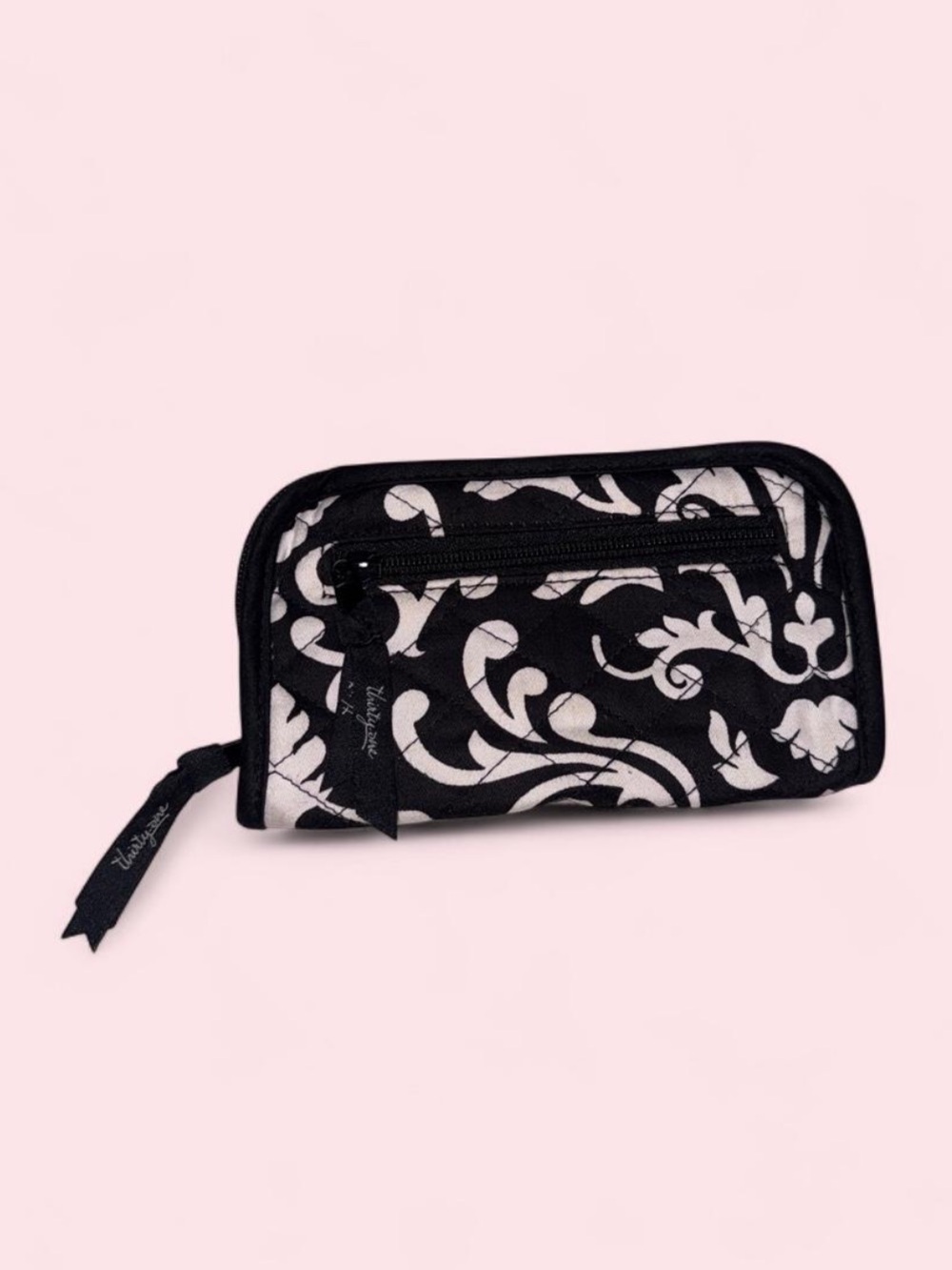 Black & White Floral Wristlet Pouch